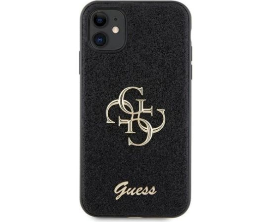 Guess GUHCN61HG4SGK Glitter Script Big 4G Aizsargapvalks priekš iPhone 11/XR 6.1" / melns Neoriģinālie Maciņi