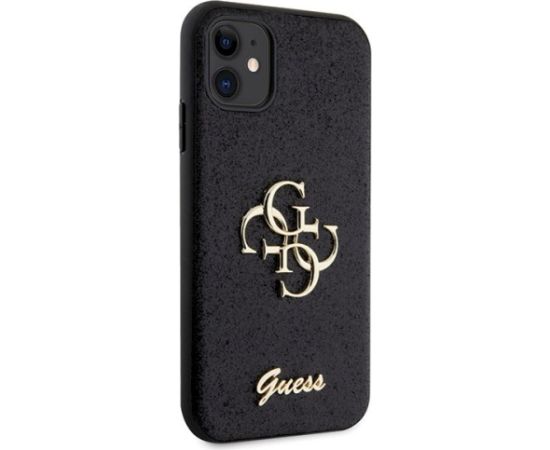 Guess GUHCN61HG4SGK Glitter Script Big 4G Aizsargapvalks priekš iPhone 11/XR 6.1" / melns Neoriģinālie Maciņi