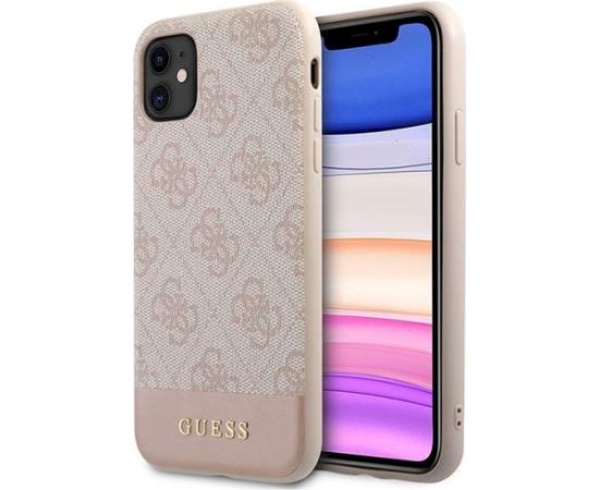 Guess GUHCN61G4GLPI 4G Stripe Collection Aizsargapvalks priekš iPhone 11 6,1"/Xr / rozā Neoriģinālie Maciņi