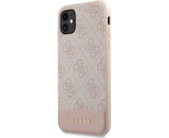 Guess GUHCN61G4GLPI 4G Stripe Collection Aizsargapvalks priekš iPhone 11 6,1"/Xr / rozā Neoriģinālie Maciņi
