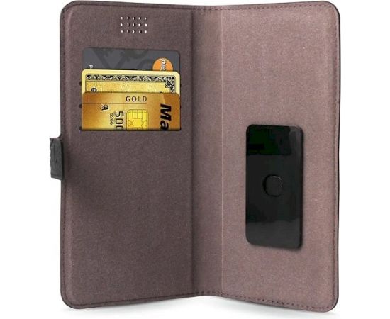 Guess GUBKLHEBK Universal L 4.6 - 5.2" book 4G Heritage Telefona maciņš / melns Neoriģinālie Maciņi