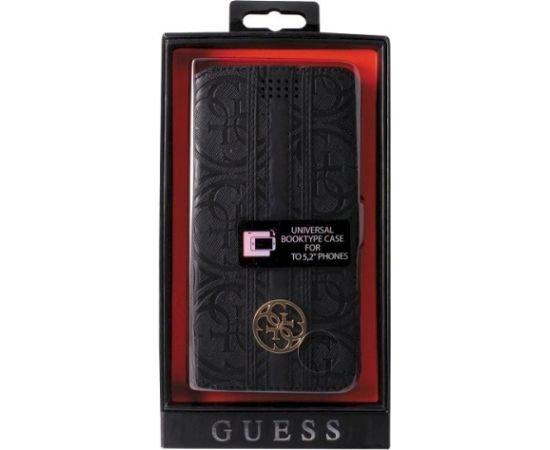 Guess GUBKLHEBK Universal L 4.6 - 5.2" book 4G Heritage Telefona maciņš / melns Neoriģinālie Maciņi