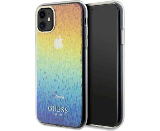 Guess GUHCN61HDECMI Hardcase IML Faceted Mirror Disco Iridescent Aizsargapvalks priekš iPhone 11 / Xr 6.1" Neoriģinālie Maciņi