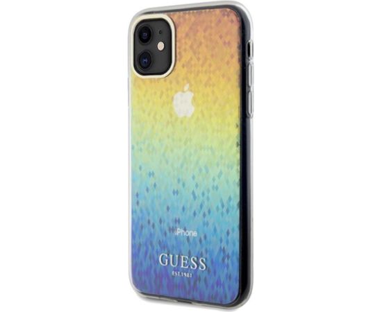 Guess GUHCN61HDECMI Hardcase IML Faceted Mirror Disco Iridescent Aizsargapvalks priekš iPhone 11 / Xr 6.1" Neoriģinālie Maciņi