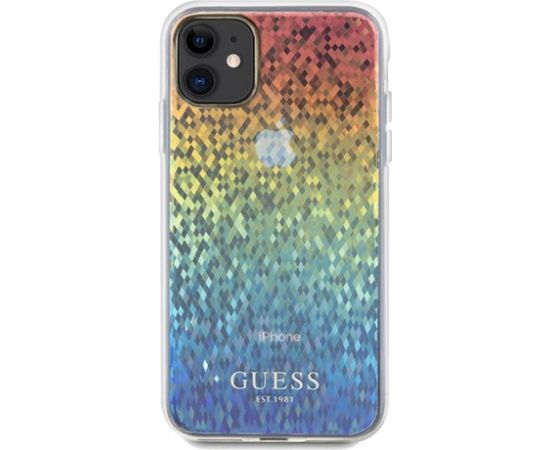 Guess GUHCN61HDECMI Hardcase IML Faceted Mirror Disco Iridescent Aizsargapvalks priekš iPhone 11 / Xr 6.1" Neoriģinālie Maciņi