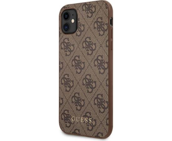 Guess GUHCN61G4GFBR Hardcase 4G Metal Gold Logo Aizsargapvalks priekš iPhone 11 6,1" / brūns Neoriģinālie Maciņi