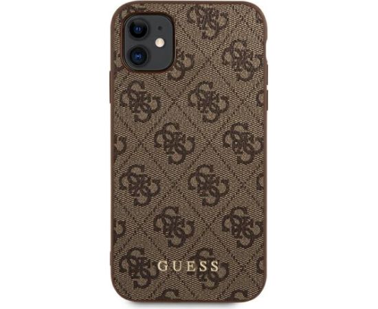 Guess GUHCN61G4GFBR Hardcase 4G Metal Gold Logo Aizsargapvalks priekš iPhone 11 6,1" / brūns Neoriģinālie Maciņi