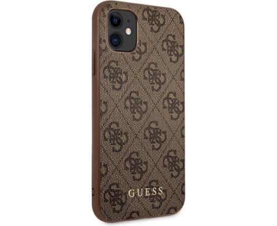 Guess GUHCN61G4GFBR Hardcase 4G Metal Gold Logo Aizsargapvalks priekš iPhone 11 6,1" / brūns Neoriģinālie Maciņi