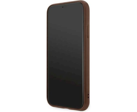Guess GUHCN61G4GFBR Hardcase 4G Metal Gold Logo Aizsargapvalks priekš iPhone 11 6,1" / brūns Neoriģinālie Maciņi