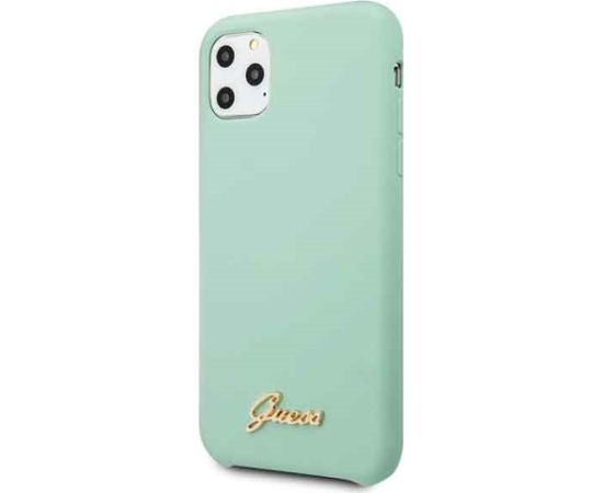 Guess GUHCN58LSLMGG Silicone Vintage Gold Logo Hard Case Aizsargapvalks priekš iPhone 11 Pro / zaļš Neoriģinālie Maciņi