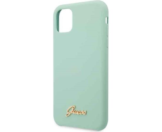 Guess GUHCN58LSLMGG Silicone Vintage Gold Logo Hard Case Aizsargapvalks priekš iPhone 11 Pro / zaļš Neoriģinālie Maciņi