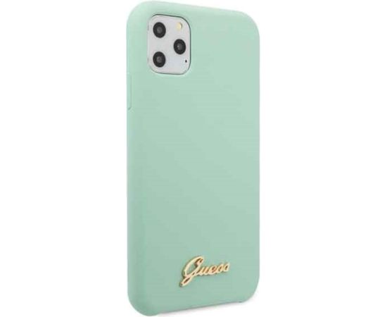 Guess GUHCN58LSLMGG Silicone Vintage Gold Logo Hard Case Aizsargapvalks priekš iPhone 11 Pro / zaļš Neoriģinālie Maciņi