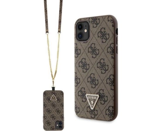 Guess GUHCN61P4TDSCPW Hardcase Crossbody 4G Metal Logo Aizsargapvalks priekš iPhone 11 / Xr 6.1" / brūns Neoriģinālie Maciņi