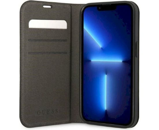 Guess GUBKP14LHG4SHK Aizsargapvalks priekš iPhone 14 Pro 6,1" / melns book 4G Vintage Gold Logo Neoriģinālie Maciņi