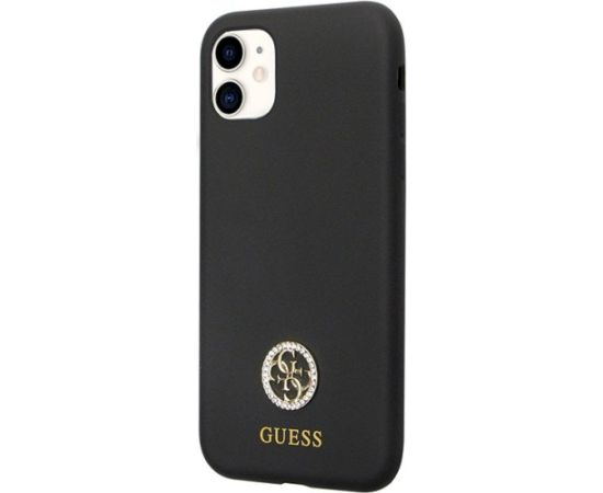 Guess GUHCN614DGPK Silicone Logo Strass 4G Aizsargapvalks priekš iPhone 11 / Xr 6.1" / melns Neoriģinālie Maciņi