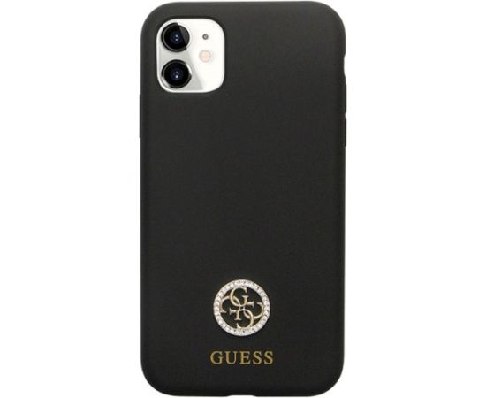Guess GUHCN614DGPK Silicone Logo Strass 4G Aizsargapvalks priekš iPhone 11 / Xr 6.1" / melns Neoriģinālie Maciņi