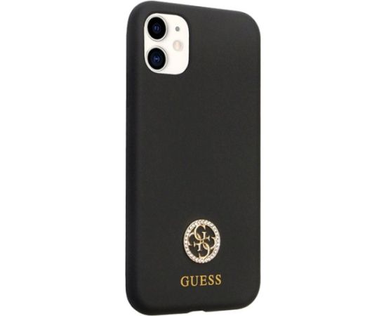Guess GUHCN614DGPK Silicone Logo Strass 4G Aizsargapvalks priekš iPhone 11 / Xr 6.1" / melns Neoriģinālie Maciņi