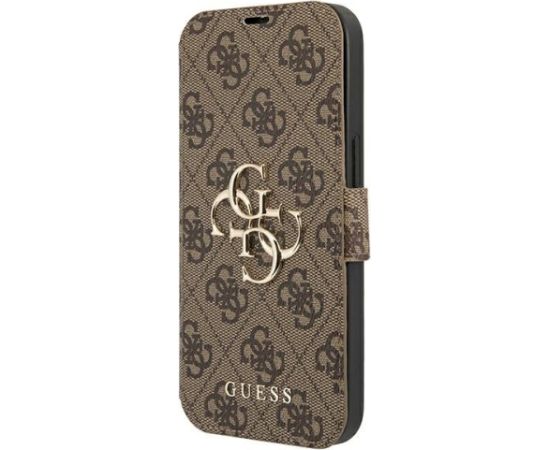 Guess GUBKP13X4GMGBR Book 4G Big Metal Logo Aizsargapvalks priekš iPhone 13 Pro Max 6,7" / brūns Neoriģinālie Maciņi