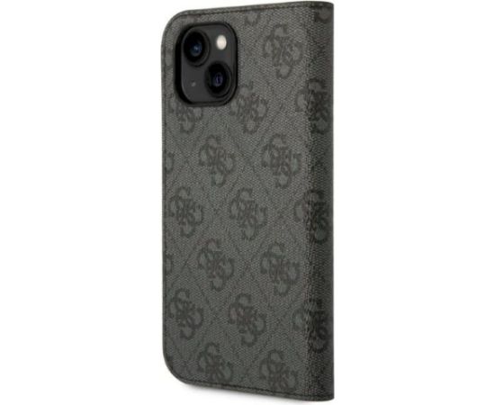 Guess GUBKP14SHG4SHK book 4G Vintage Gold Logo Aizsargapvalks priekš iPhone 14/15/13 6.1" / melns Neoriģinālie Maciņi
