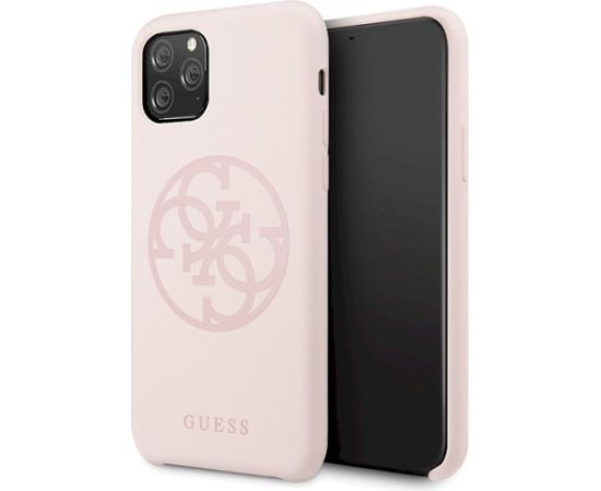 Guess GUHCN58LS4GLP Silicone 4G Tone On Tone Aizsargapvalks priekš iPhone 11 Pro / gaiši rozā Neoriģinālie Maciņi