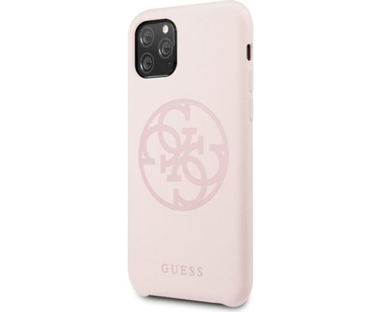 Guess GUHCN58LS4GLP Silicone 4G Tone On Tone Aizsargapvalks priekš iPhone 11 Pro / gaiši rozā Neoriģinālie Maciņi