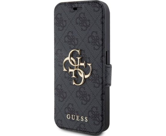 Guess GUBKP15L4GMGGR book 4G Metal Logo Aizsargapvalks priekš iPhone 15 Pro 6.1" / pelēks Neoriģinālie Maciņi