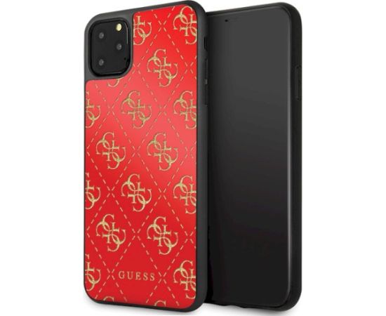 Guess GUHCN654GGPRE 4G Double Layer Glitter Aizsargapvalks priekš iPhone 11 Pro Max / sarkans Neoriģinālie Maciņi