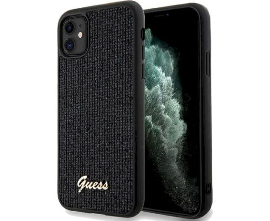 Guess GUHCN61PMSDGSK Hardcase Disco Metal Script Aizsargapvalks priekš iPhone 11 / Xr 6.1" / melns Neoriģinālie Maciņi