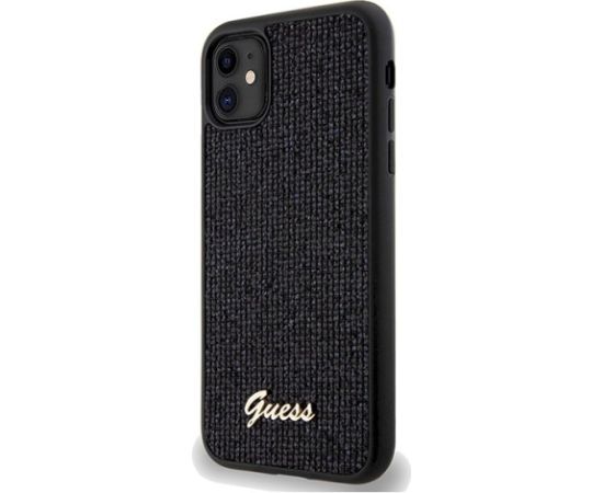 Guess GUHCN61PMSDGSK Hardcase Disco Metal Script Aizsargapvalks priekš iPhone 11 / Xr 6.1" / melns Neoriģinālie Maciņi