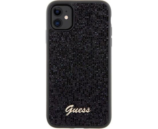 Guess GUHCN61PMSDGSK Hardcase Disco Metal Script Aizsargapvalks priekš iPhone 11 / Xr 6.1" / melns Neoriģinālie Maciņi