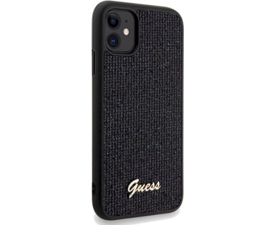Guess GUHCN61PMSDGSK Hardcase Disco Metal Script Aizsargapvalks priekš iPhone 11 / Xr 6.1" / melns Neoriģinālie Maciņi
