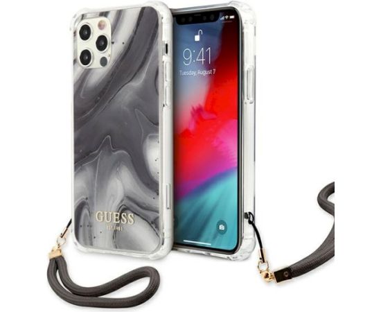 Guess GUHCP12LKSMAGR Marble Collection Aizsargapvalks priekš iPhone 12 Pro Max 6,7" / pelēks Neoriģinālie Maciņi