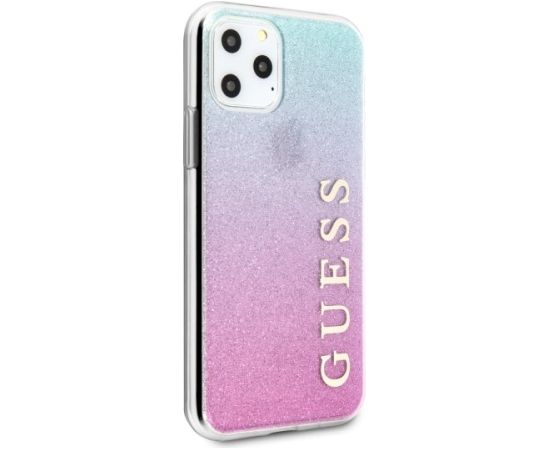 Guess GUHCN58PCUGLPBL Glitter Gradient Aizsargapvalks priekš iPhone 11 Pro / pink blue Neoriģinālie Maciņi