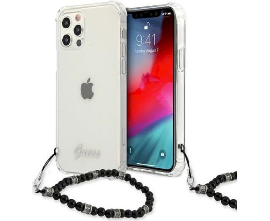 Guess GUHCP12LKPSBK Aizsargapvalks priekš iPhone 12 Pro Max 6,7" / Transparent Black Pearl Neoriģinālie Maciņi