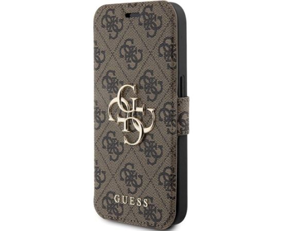 Guess GUBKP15L4GMGBR Book 4G Metal Logo Aizsargapvalks priekš iPhone 15 Pro 6.1" / brūns Neoriģinālie Maciņi