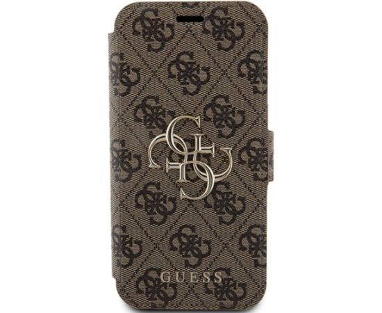 Guess GUBKP15L4GMGBR Book 4G Metal Logo Aizsargapvalks priekš iPhone 15 Pro 6.1" / brūns Neoriģinālie Maciņi