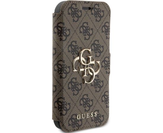 Guess GUBKP15L4GMGBR Book 4G Metal Logo Aizsargapvalks priekš iPhone 15 Pro 6.1" / brūns Neoriģinālie Maciņi