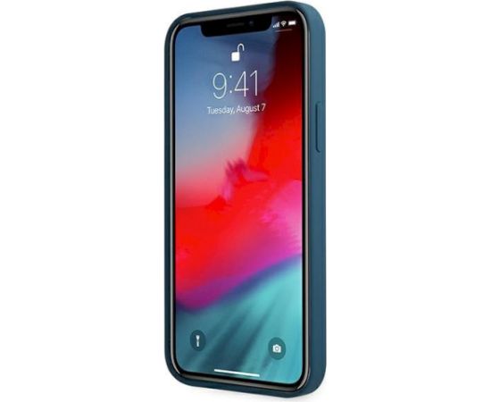 Guess GUHCP12LLSLMGBL Metal Logo Script Aizsargapvalks priekš iPhone 12 Pro Max 6,7" / zils Neoriģinālie Maciņi