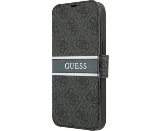 Guess GUBKP13L4GDGR Book 4G Stripe Aizsargapvalks priekš iPhone 13 Pro / 13 6,1" / pelēks Neoriģinālie Maciņi