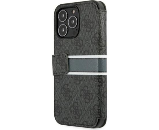 Guess GUBKP13L4GDGR Book 4G Stripe Aizsargapvalks priekš iPhone 13 Pro / 13 6,1" / pelēks Neoriģinālie Maciņi