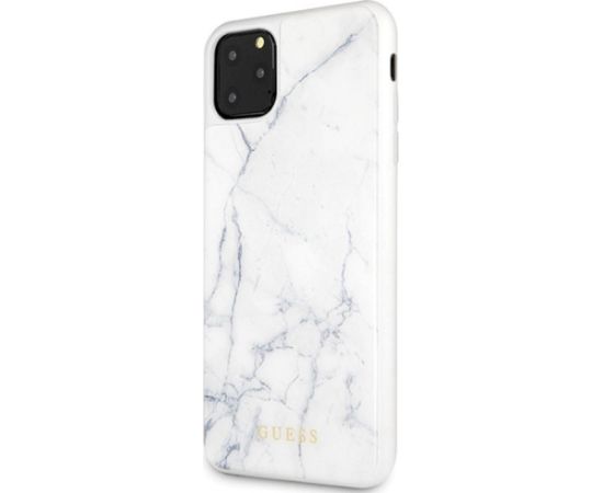 Guess GUHCN65HYMAWH Aizsargapvalks priekš iPhone 11 Pro Max / balts Marble Neoriģinālie Maciņi