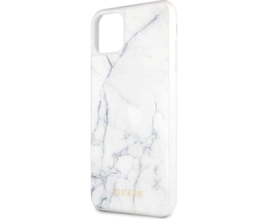 Guess GUHCN65HYMAWH Aizsargapvalks priekš iPhone 11 Pro Max / balts Marble Neoriģinālie Maciņi