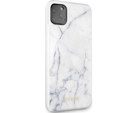 Guess GUHCN65HYMAWH Aizsargapvalks priekš iPhone 11 Pro Max / balts Marble Neoriģinālie Maciņi