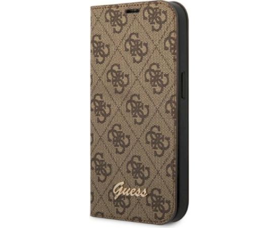 Guess GUBKP14XHG4SHW Book 4G Vintage Gold Logo Aizsargapvalks priekš iPhone 14 Pro Max 6,7" / brūns Neoriģinālie Maciņi