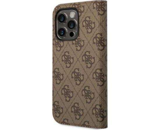 Guess GUBKP14XHG4SHW Book 4G Vintage Gold Logo Aizsargapvalks priekš iPhone 14 Pro Max 6,7" / brūns Neoriģinālie Maciņi