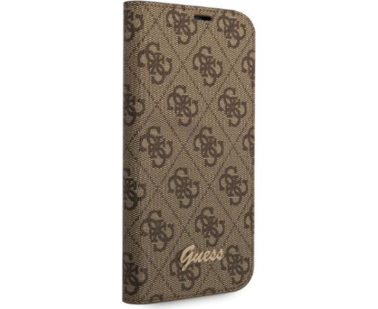 Guess GUBKP14XHG4SHW Book 4G Vintage Gold Logo Aizsargapvalks priekš iPhone 14 Pro Max 6,7" / brūns Neoriģinālie Maciņi