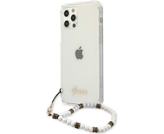 Guess GUHCP12LKPSWH Aizsargapvalks priekš iPhone 12 Pro Max 6,7" / White Pearl Neoriģinālie Maciņi