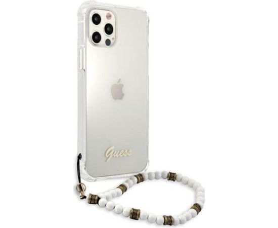 Guess GUHCP12LKPSWH Aizsargapvalks priekš iPhone 12 Pro Max 6,7" / White Pearl Neoriģinālie Maciņi
