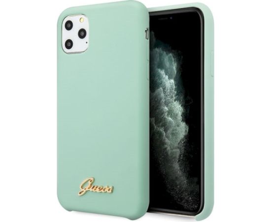 Guess GUHCN65LSLMGG Silicone Vintage Gold Logo Hard Case Aizsargapvalks priekš iPhone 11 Pro Max / zaļš Neoriģinālie Maciņi