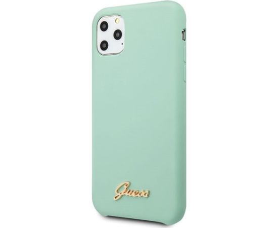 Guess GUHCN65LSLMGG Silicone Vintage Gold Logo Hard Case Aizsargapvalks priekš iPhone 11 Pro Max / zaļš Neoriģinālie Maciņi